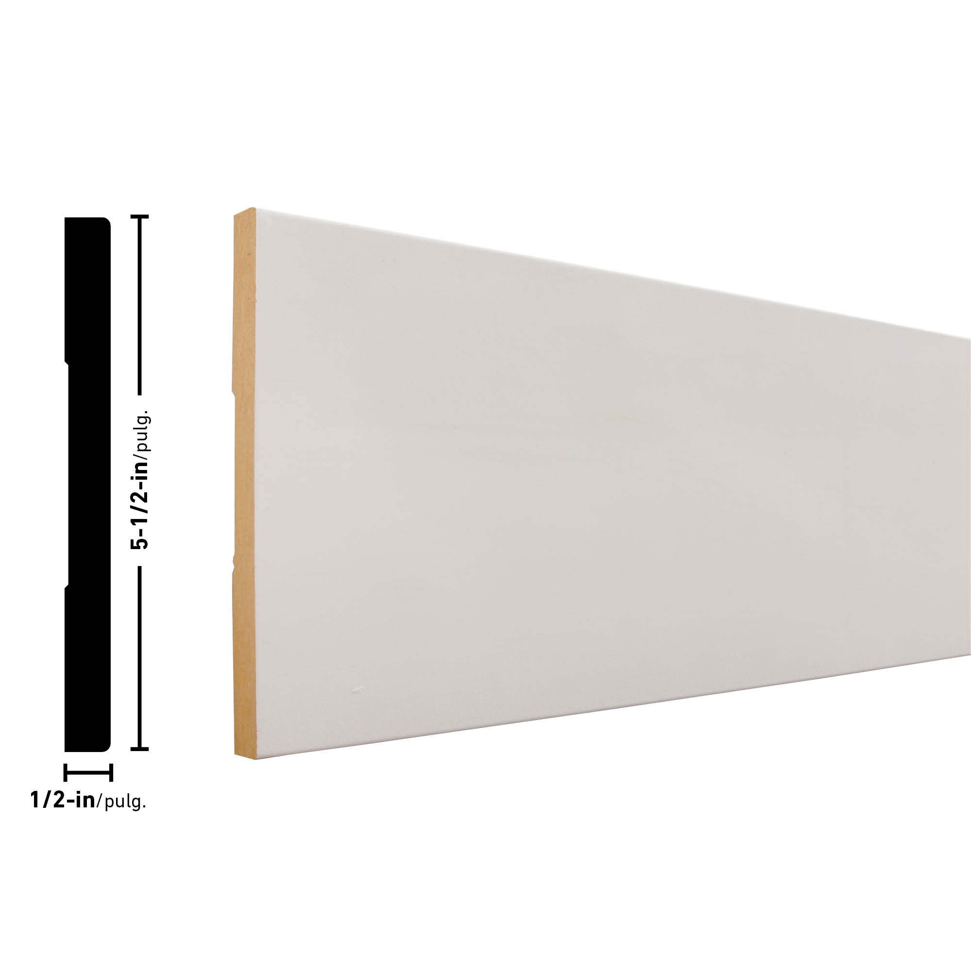 1/2"x5-1/2"x8'-PMDF BASEBOARD